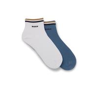 BOSS Two-pack of short socks with signature-stripe cuffs - Style 2P SH Stripe CC, 50491195 White / Blue 9-11
