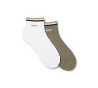 BOSS Two-pack of short socks with signature-stripe cuffs - Style 2P SH Stripe CC, 50491195 White / Green 9-11
