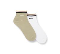 BOSS Two-pack of short socks with signature-stripe cuffs - Style 2P SH Stripe CC, 50491195 White / Green 5.5-8