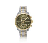 BOSS Two-tone chronograph watch with olive dial - Style GRAND PRIX 44, 58244951 Silver tone
