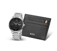 BOSS Tyler Stainless Steel Watch & Leather Card Holder Gift Set