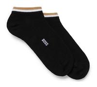 BOSS Mens 2P AS Uni stripe CC Two-pack of ankle-length socks with logo and signature stripe