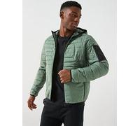 BOSS Urbanex Regular Fit Light Quilted Hooded Jacket, Green, Size 2Xl, Men Green