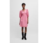 BOSS V-neck dress in cotton poplin with ruched waist - Style C_Dezzan, 50537908 light pink 10