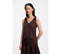 BOSS V-neck top in cotton and linen - Style Ecleita, 50558964 Dark Brown S