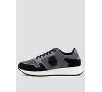 BOSS Vinston Runn BB Logo Suede Mix Trainers, Dark Grey, Size 45, Men Dark Grey