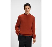 BOSS Virgin-wool sweater with structured knit - Style C-Heletto, 50550008 Dark Orange XL