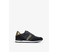Boss Vy Kids Logo-print Metallic-panel Mesh and Leather Low-top Trainers 9-10 Years Eur 38 / 5 Uk Adult