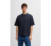BOSS Waffle-cotton T-shirt with embroidered logo - Style Te_waffle, 50536746 Dark Blue S