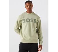 BOSS Webasic Logo Crew Sweater - Green, Green, Size Xl, Men Green