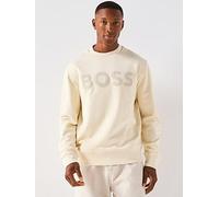 BOSS Webasic Logo Crew Sweatshirt - Beige, Beige, Size L, Men Beige