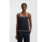 BOSS Wide-neck knitted vest top with contrast piping - Style Flimi, 50518362 Dark Blue XL