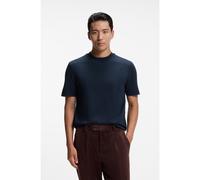 BOSS Windowpane-check T-shirt in a cotton and silk blend - Style L-Tesar 147, 50570035 Dark Blue L
