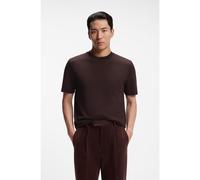 BOSS Windowpane-check T-shirt in a cotton and silk blend - Style L-Tesar 147, 50570035 Dark Brown XXL