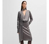 Boss Womens Bascarva Long Sleeve Scarf Neckline Dress in Grey - Size 6 UK