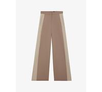 Boss Womens Boss Contrast-Stripe Wide-Leg Virgin-Wool Trousers Open Brown 8