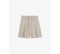 Boss Womens Boss Front-Pleat Wide-Leg High-Rise Linen-Blend Shorts Open Miscellaneous 18