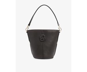 Boss Womens Boss Logo-Appliqué Faux-Leather Bucket Bag Dark Brown 1 Size