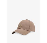 Boss Womens Boss Logo-Plaque Cotton Baseball Cap Open Brown 1 Size