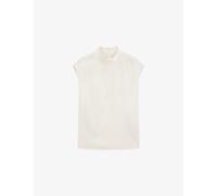 Boss Womens Boss Mock-Neck Sleeveless Stretch-Silk Blouse Open White 4