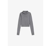 Boss Womens Boss Roll-Neck Long-Sleeve Knitted Wool and Cashmere Jumper Light/Pastel Grey M