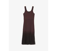 Boss Womens Boss Sleeveless Ribbed Knitted Midi Dress Dark Brown S