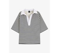 Boss Womens Boss Striped Cotton-Blend Polo Shirt Open Miscellaneous M