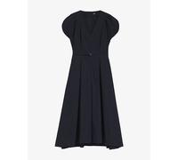 Boss Womens Boss V-Neck Belted-Waist Cotton-Blend Midi Dress Dark Blue 10