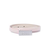 Boss Womens Brass Plaque Logo Leather Belt