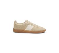 BOSS Womens Brenta Tenn Suede Trainers with Smooth-Leather Trims Size 8 Light Beige