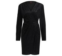 Boss Womens Edevoras V-Neck Long Sleeve Knee Length Dress in Black - Size 12 UK