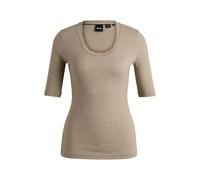 Boss Womens Effilie2 Scoop Neck T-Shirt - Grey - M - Grey - 55% Wool/45% Cotton