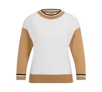 Boss Womens Faragona Sweater in Colourblock - Brown/White Wool - Size 8 UK