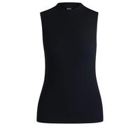 Boss Womens Feskies Ribbed Mock Neck Top - Dark Blue - M - Dark Blue - 76% Viscose/24% Polyamide