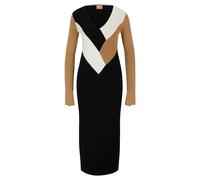 Boss Womens/Ladies Florency Ribbed Long-Sleeved Midi Dress / 8 UK Black/White/Be