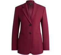 Boss Womens Solid Patterned Lapel Collared Blazer in Dark Red - Size 14 UK