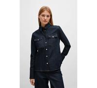 Boss Womens Stretch-Cotton Denim Shirt in Blue - Size 8 UK