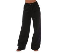 Boss Womens Tabuta Relaxed Fit Trousers - Black - 8 UK - Black - 59% Viscose/41% Linen