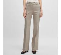 Boss Womens Terela Slim-Fit Flared Trousers in Beige Viscose - Size 8 UK