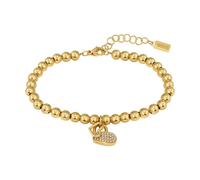 BOSS Women's Yellow Gold Tone 7" & Crystal Bead Bracelet