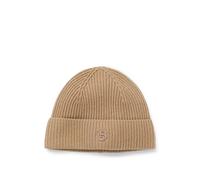 BOSS Wool-cashmere beanie hat with Double B monogram - Style Leah-B-Icon_hat, 50557673 Beige pcs.