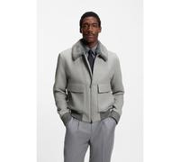 BOSS Wool-cashmere coat with faux-fur collar - Style H-Charly-251, 50556629 Silver 38R
