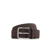 BOSS Woven-suede belt with logo buckle - Style Madison-B1_WnSd_Sz35, 50563890 Dark Brown 32