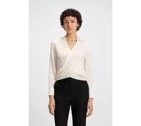 BOSS Wrap-front blouse in stretch silk - Style Belidana, 50537637 White 16