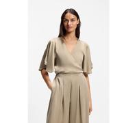 BOSS Wrap-front blouse with kimono sleeves - Style C_Bireni, 50564270 Beige 12