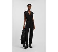 BOSS Wrap-front pleated jumpsuit in crepe with press-studs - Style C_Deviane, 50547964 Black 10