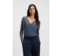 BOSS Wrap-front top in plissé tulle - Style Edriba, 50543183 Blue L