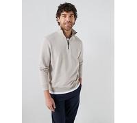 BOSS Zetrust 1/4 Zip Sweat, Light Grey, Size M, Men Light Grey