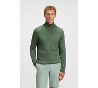 BOSS Zip-neck cotton sweater with logo print - Style K_Ever-X QZ, 50541965 Green XXXL