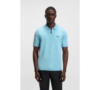 BOSS Zip-neck knit polo sweater in cotton - Style K_Ever-X PS, 50541961 Light Blue M